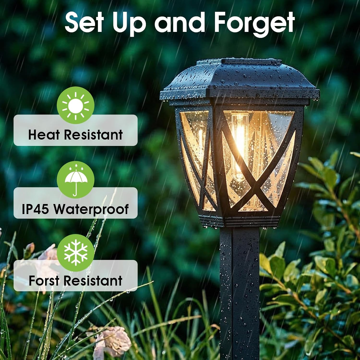 10-Pack Waterproof Solar Pathway Lights