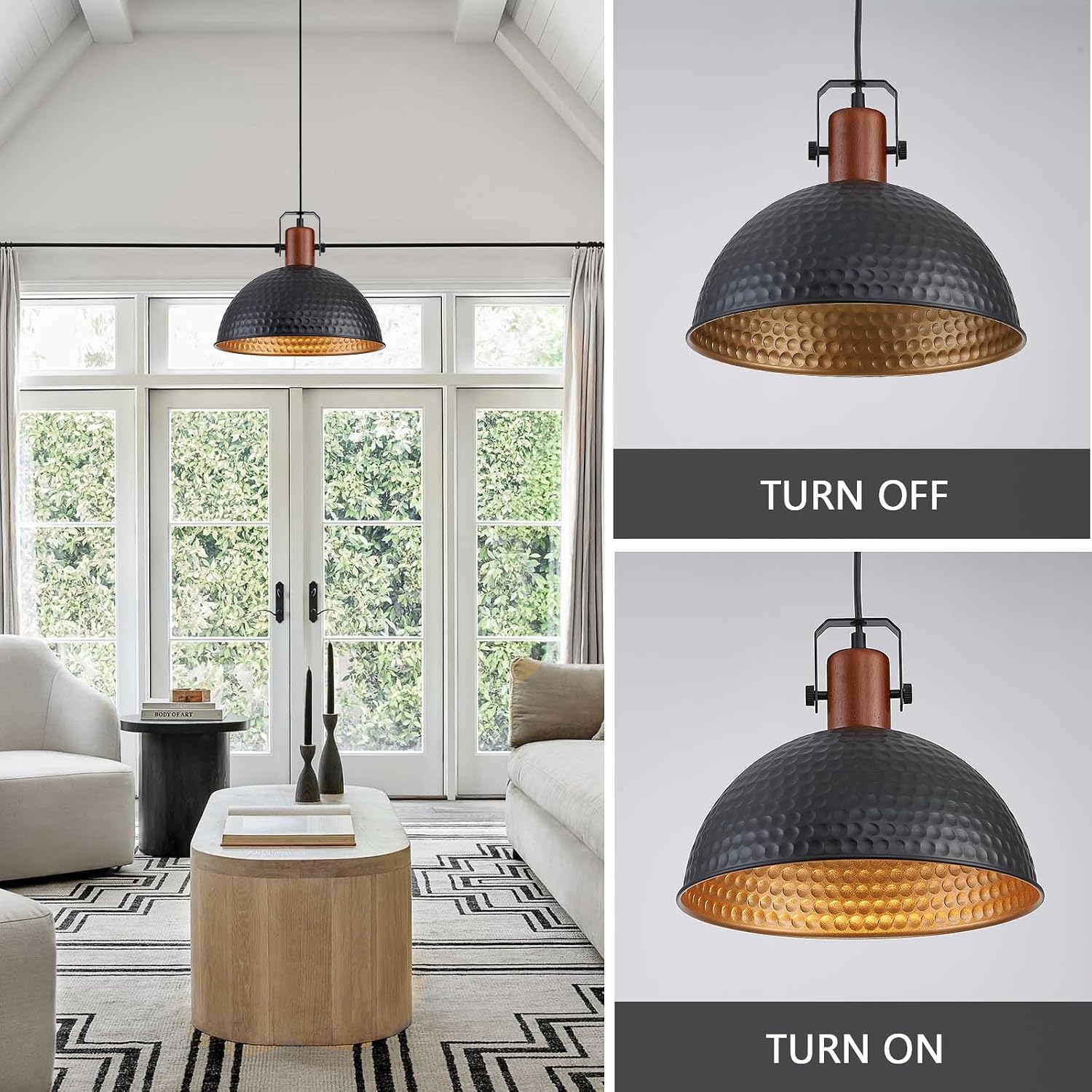 Industrial Hammered Dome Pendant Lights 2-Pack