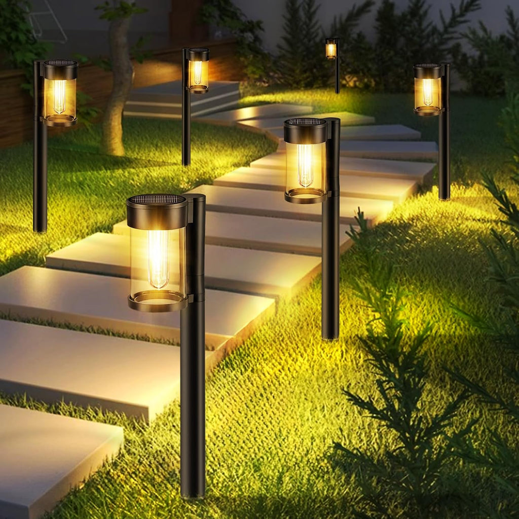 10-Pack Metal Glass Solar Pathway Lights
