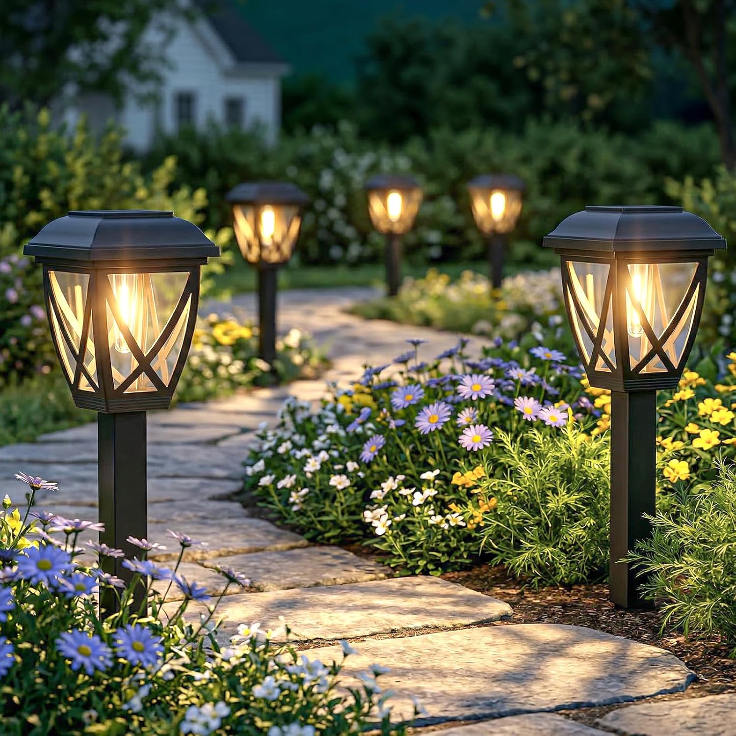 10-Pack Waterproof Solar Pathway Lights