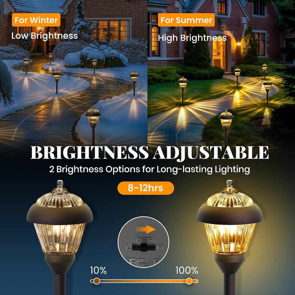 4-Pack Bronze Glass Metal Solar Pathway Lights
