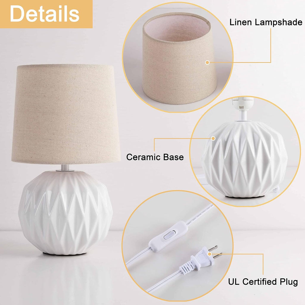 White Ceramic Textured Table Lamp