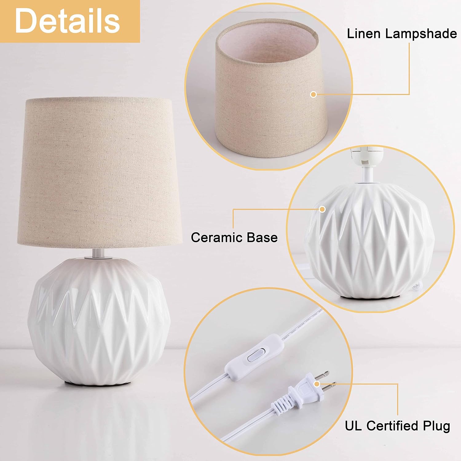 White Ceramic Textured Table Lamp